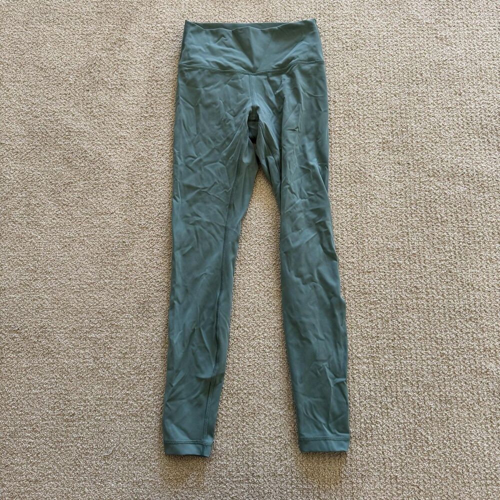 Lululemon Leggings Womens 6 Green High Rise Ankle Knit Stretch Yoga Workout